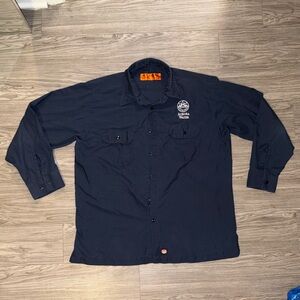 Red Cap Mechanics Work Shirt Mens XL RG Navy Blue Long Sleeve Button Up